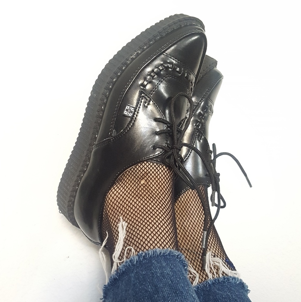 T.U.K Pointed Toe Black Platforms